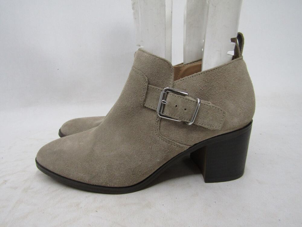 Franco Sarto Womens Size 8 M Beige Suede Zip Buckle Ankle Fashion Boots Booties
